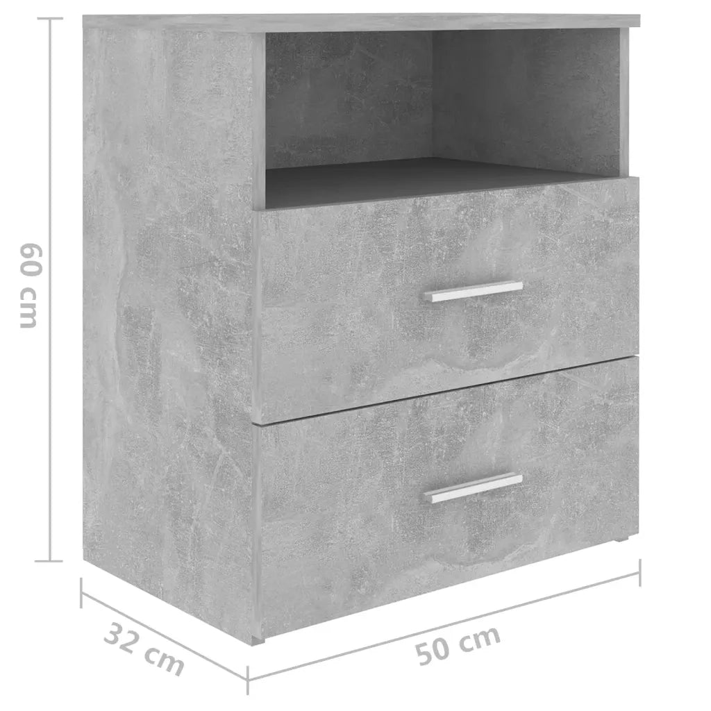 Comodino | Armadio da Notte | Mobiletto da notte Grigio Cemento 50x32x60 cm