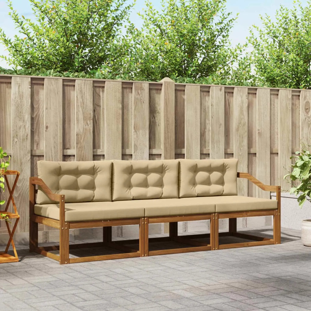 Set di divani da esterno con cuscino 3 pcs Naturale e Beige 3367141