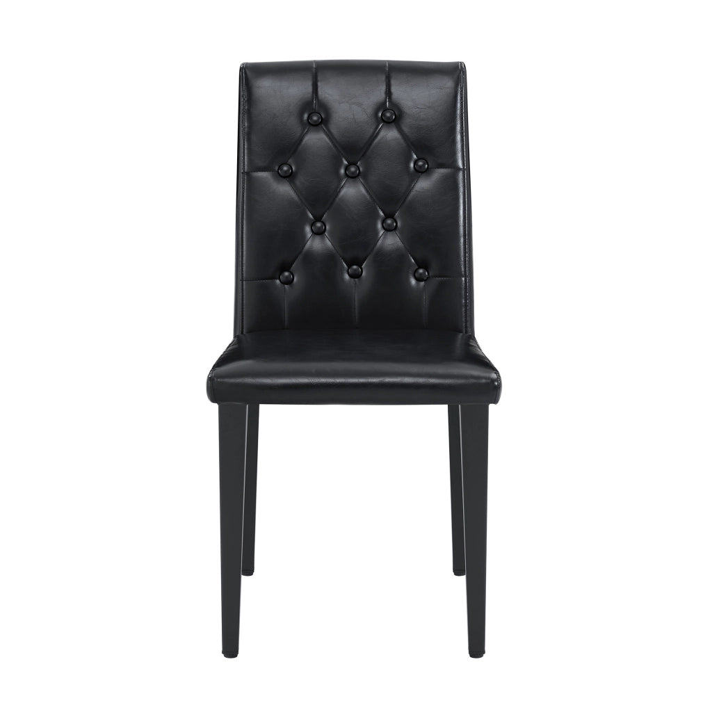Sedie da sala da pranzo set da 4 con schienale trapuntato imbottitura ergonomica gambe in metallo opaco PU nero