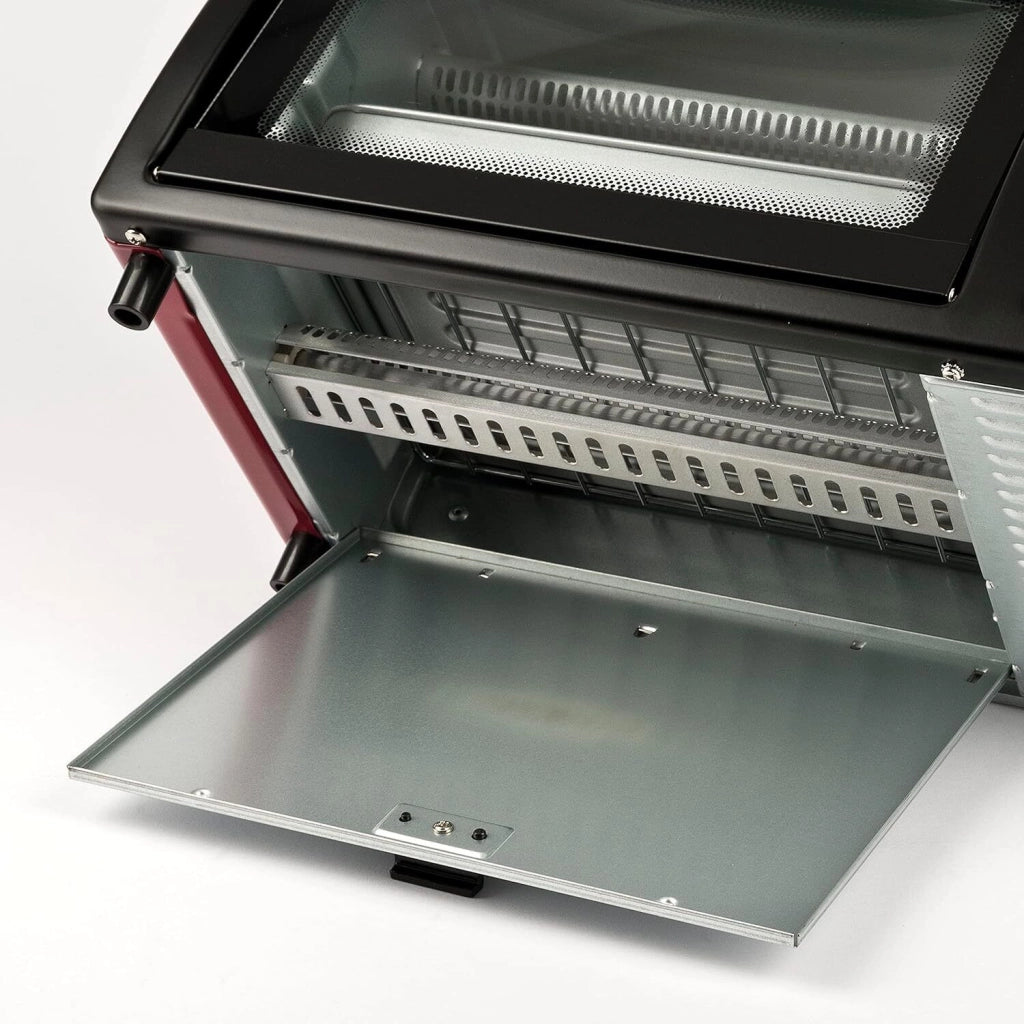 Girmi FE1000 Forno Elettrico Ventilato 10 L 800W Termostato 100°C 230°C Timer 60 min Doppio Vetro colore Nero Rosso
