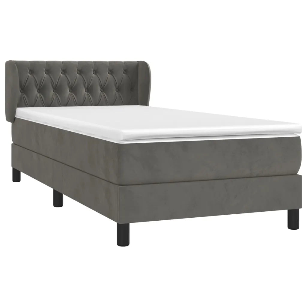 Giroletto a Molle con Materasso-Struttura Letto Grigio Scuro 90x190 cm Velluto 554814