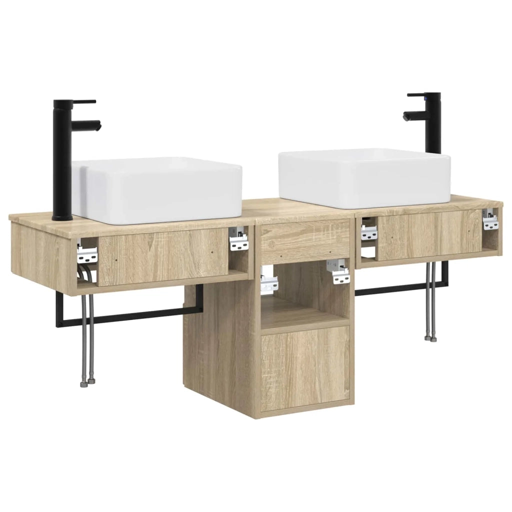 Set di mobili per il bagno 3 pz Rovere Sonoma 3405599