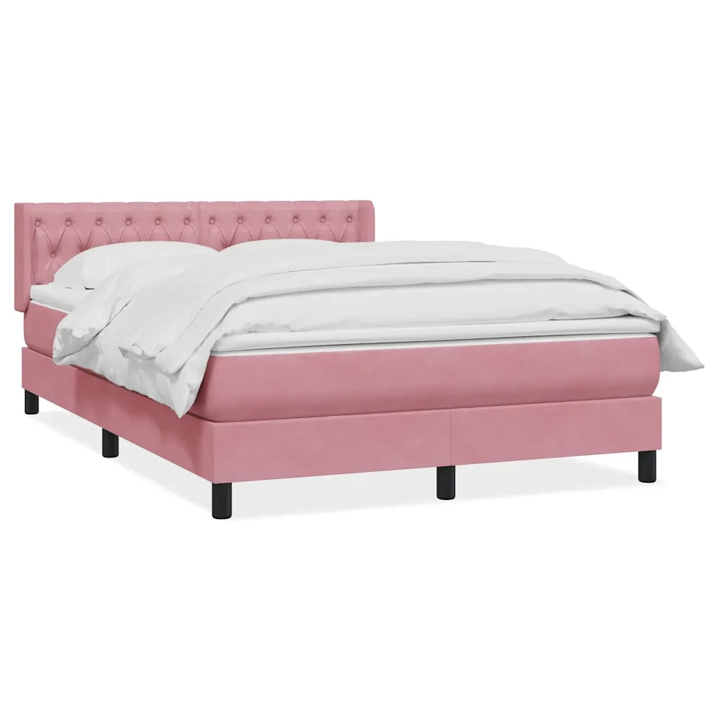 Giroletto a Molle con Materasso Rosa 140x210 cm in Velluto