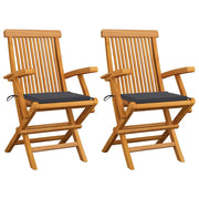 Sedie da Giardino con Cuscini Antracite 2 pz Massello di Teak cod mxl 7157