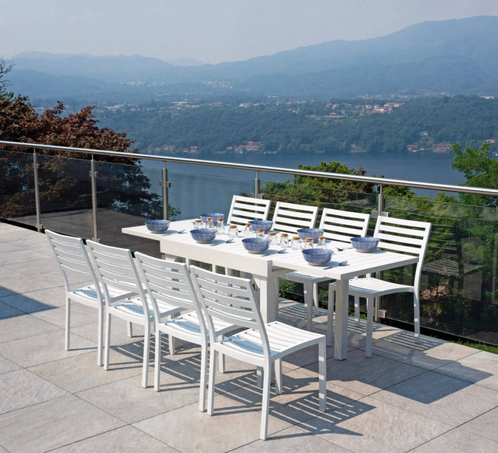 Tavolo da Giardino Allungabile 106/212x75x75 cm in Alluminio Vorghini Capannori Bianco