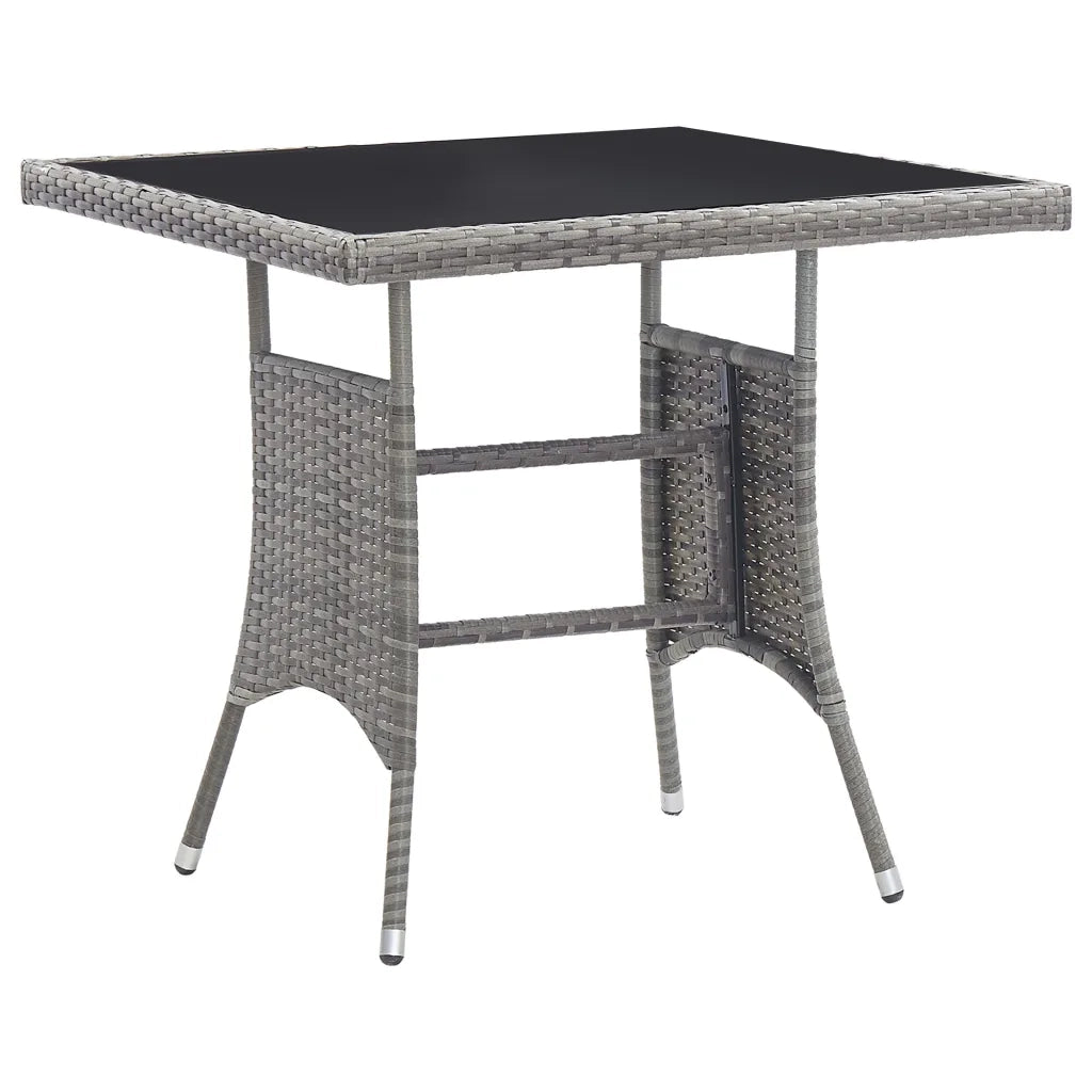 Set da Pranzo per Giardino 3 pz | Set Salotto da Giardino in Polyrattan Antracite Grigio