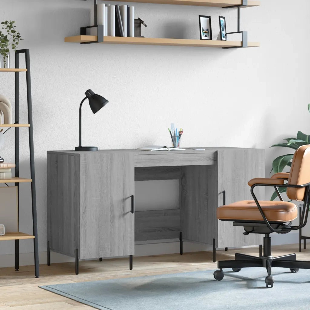Scrivania | Tavolo da Ufficio Grigio Sonoma 140x50x75 cm in Legno Multistrato