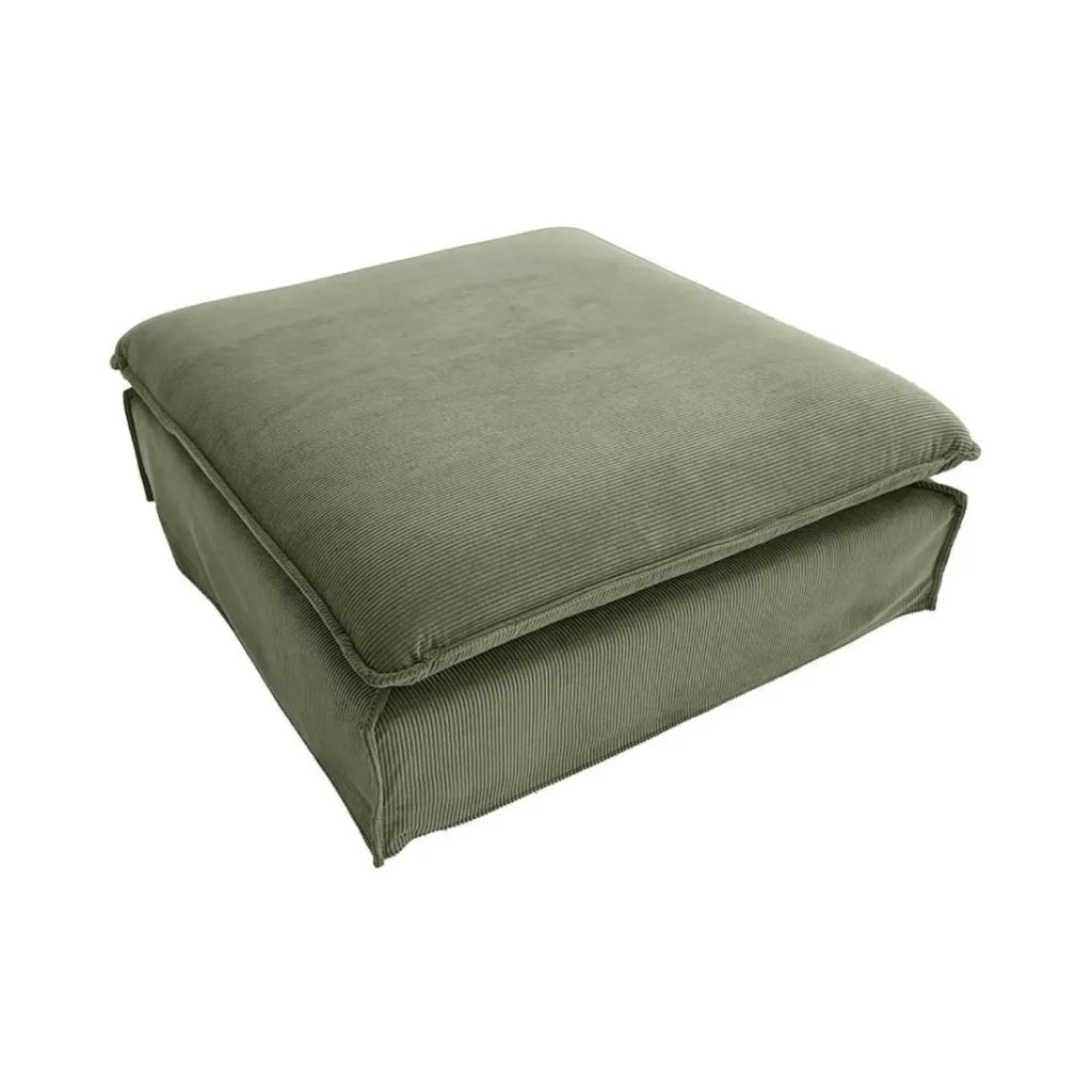Pouf KALIA – Verde scuro – Tessuto a costine – Stile contemporaneo