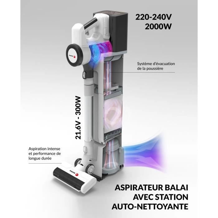 Scopa aspirante senza fili 2 in 1 - FAGOR FG6415 - 300W - Con base autopulente - Tubo flessibile - 3 velocità - Autonomia 60 min