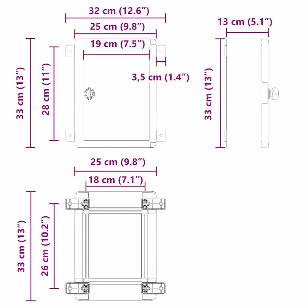 Moderno armadio di controllo per interni/esterni per lo stoccaggio 47 x 20 x 60 cm in plastica ABS grigia 02_0058194