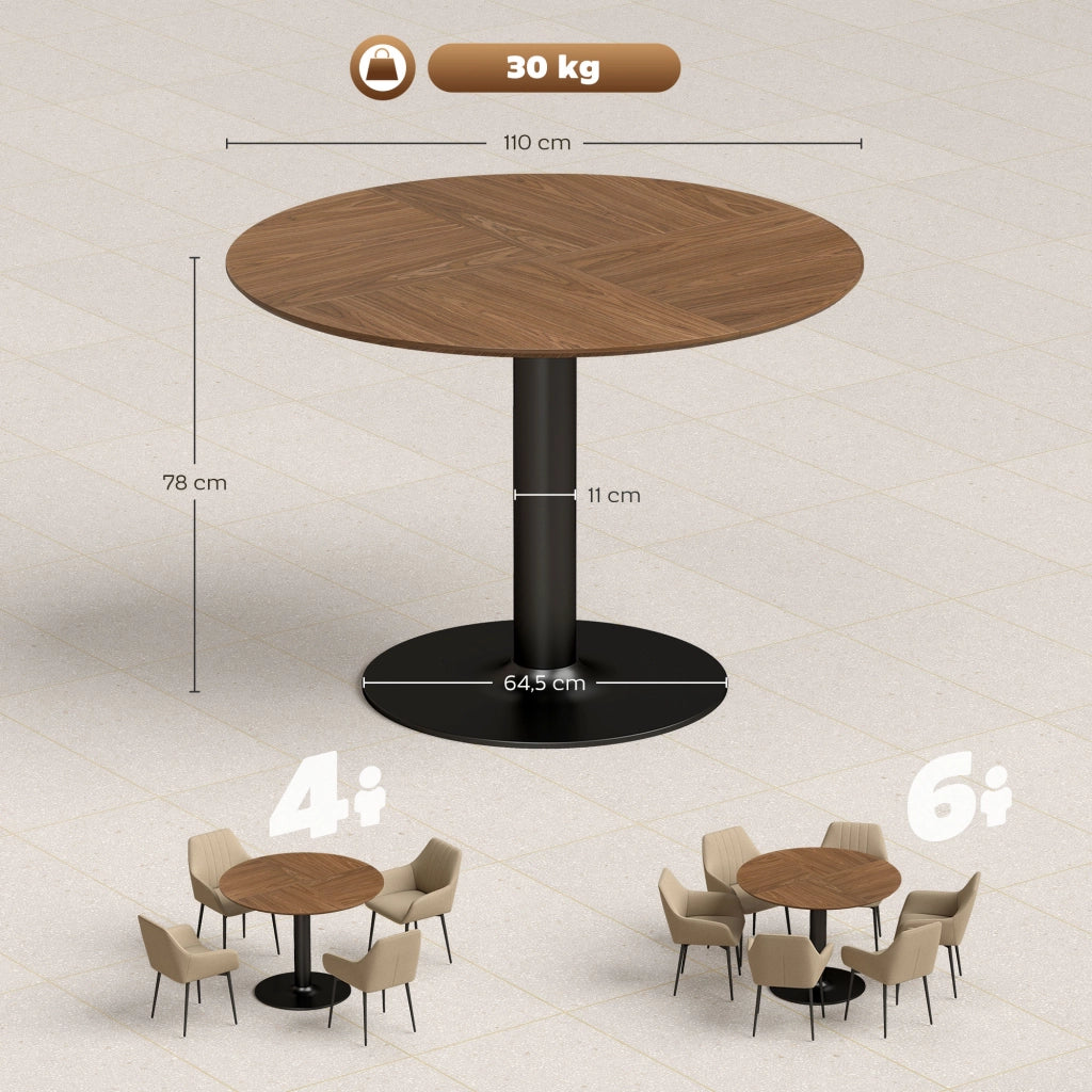 Tavolo da pranzo rotondo per 6 persone ¨C zephmum ¨C effetto legno massello marrone 110 cm