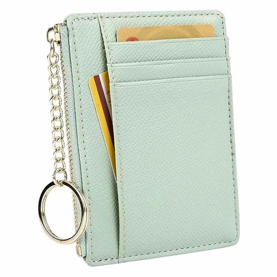 Organizzatore di carte per donne - Portafoglio RFID mini compattibile - Custodia per monete - Design sottile - Cerniera duratura - Deposito sicuro di denaro