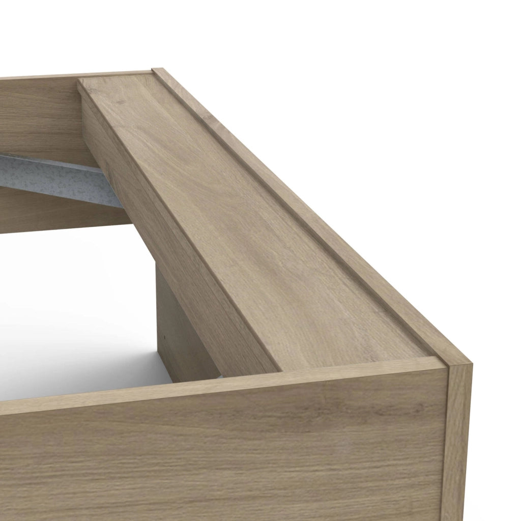 Letto singolo Wali, Sommier per camera da letto, Giroletto per stanza, Struttura porta materasso, 200x120 h 91 cm, Rovere e Bianco opaco