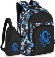 Borsa Casual Unisex - Design - Blu/Nero - Perfetta per Studenti e Uso Giornaliero