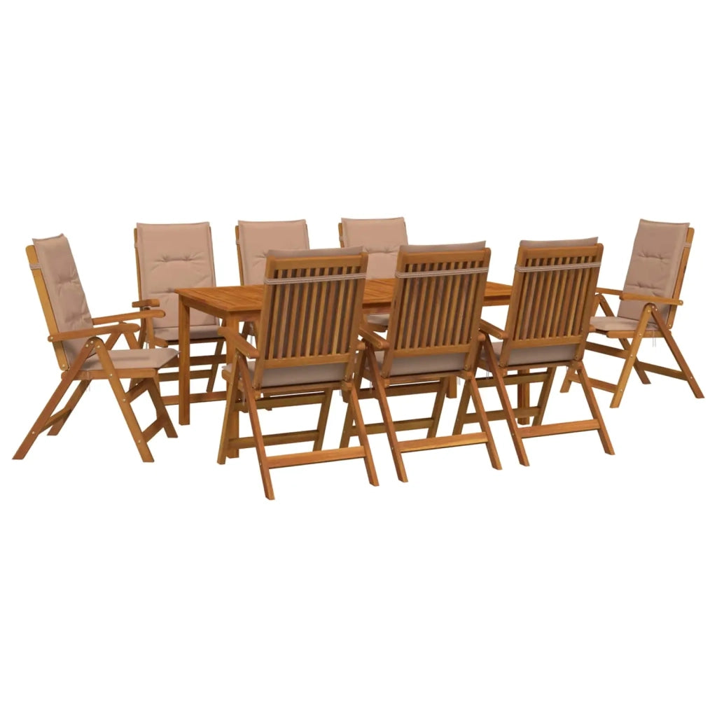 Set da pranzo da giardino da 9 pezzi 9 pz Naturale 3434629