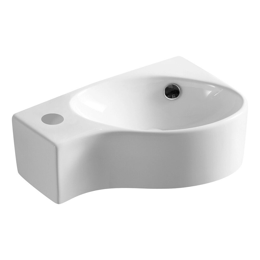 Lavabo sospeso in ceramica 43x28 con foro rubinetteria e troppo pieno
