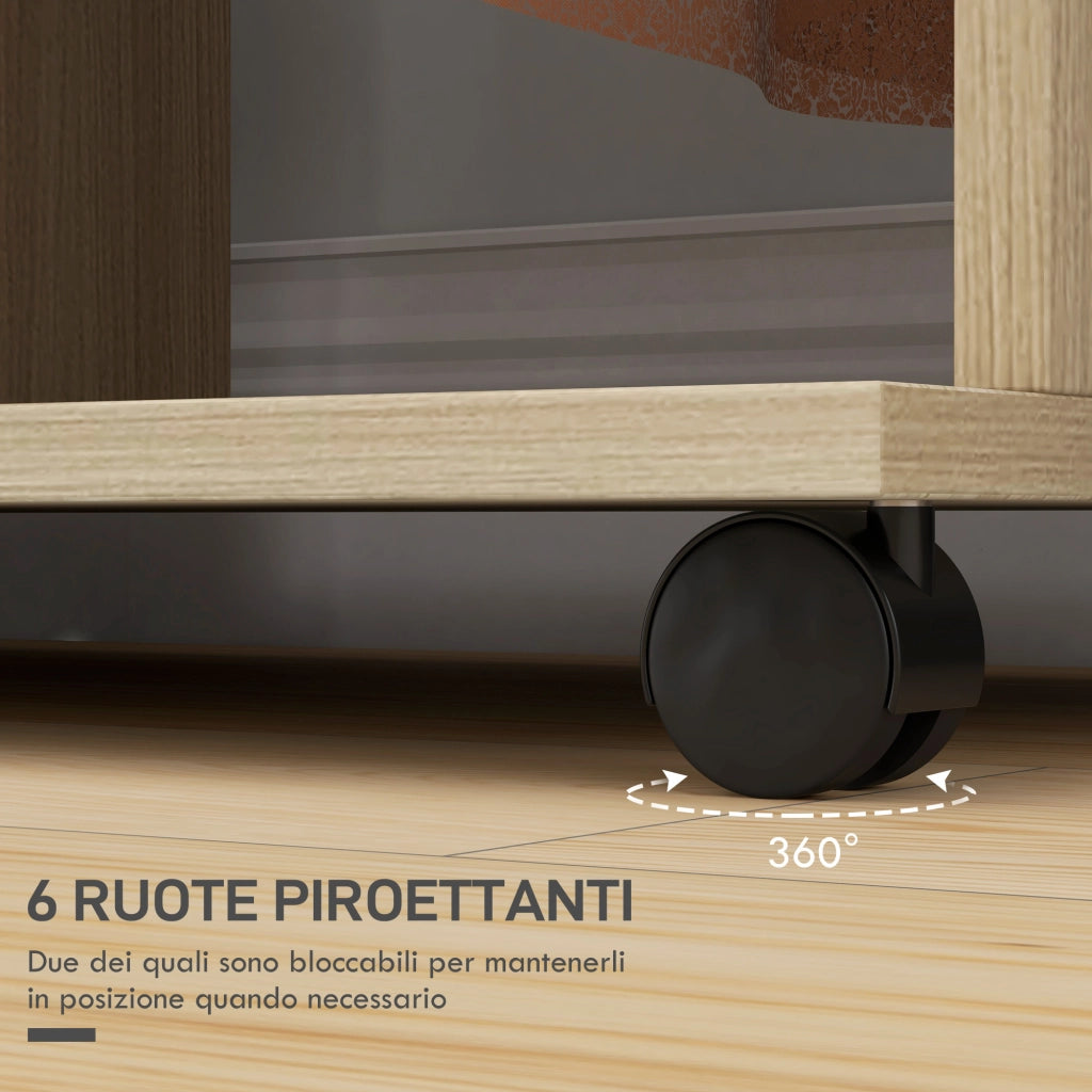 Armadio Guardaroba a Rotelle con 2 Barre e 3 Ripiani Aperti ¨C zephmum ¨C Legno e Alluminio 120x40x128 cm