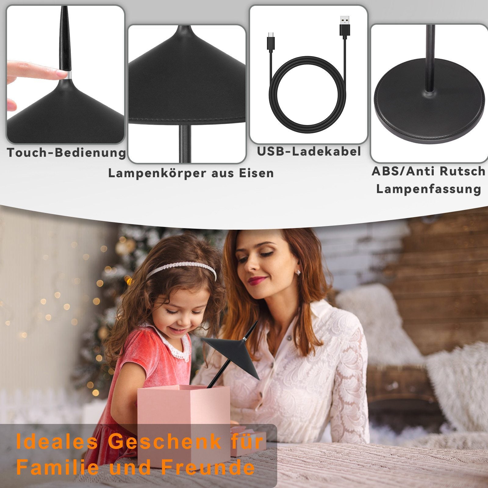 ZMH Lampada da tavolo LED moderna ricaricabile touch dimmerabile per esterni giardino