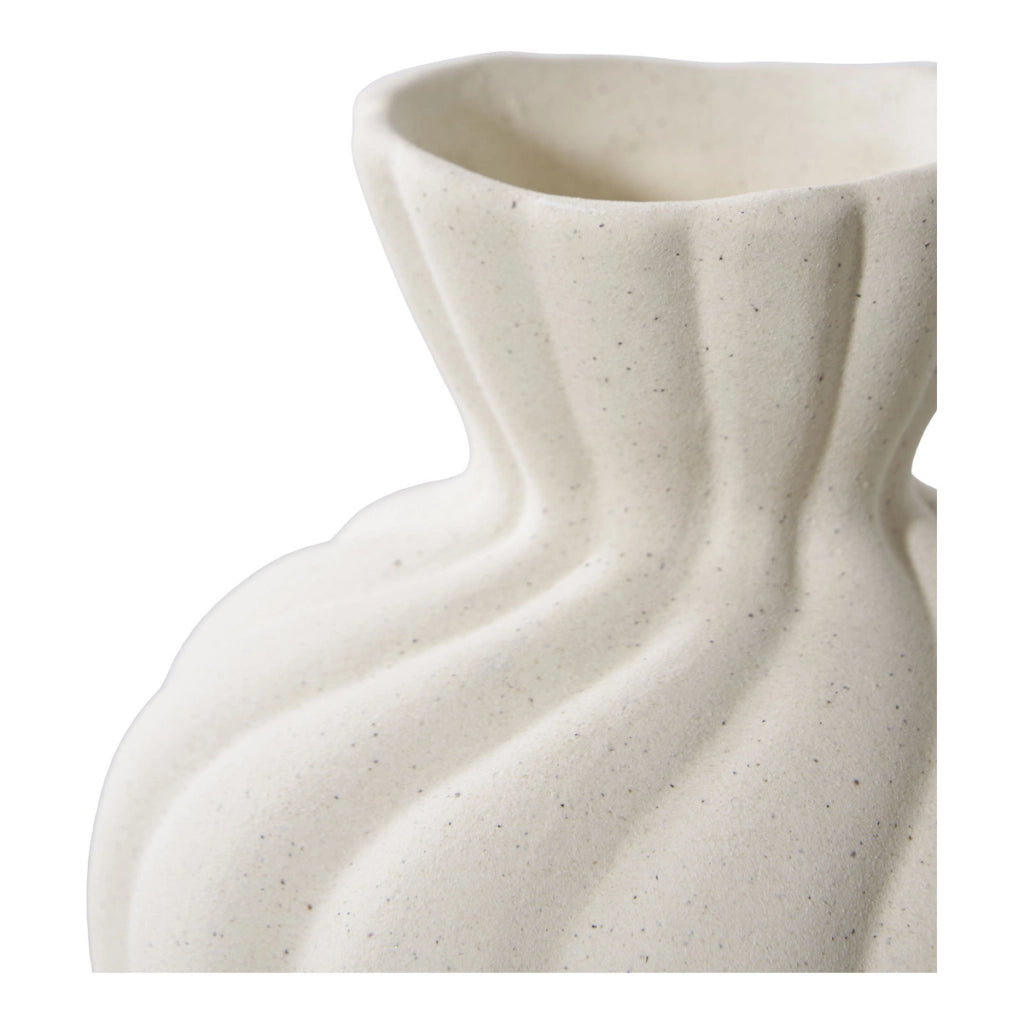 Set 2 vasi in ceramica bianca con superficie a spirale (misure S/L)