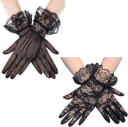 Manopole corti a manica corta per donne - Tessuto mesh - Stile retro - Manopole da party per matrimonio, Halloween, mascherata e carnevale - Set di 2 paia