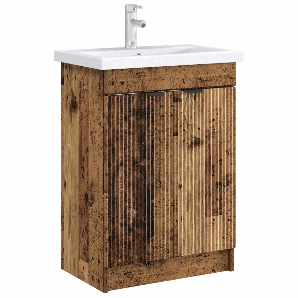 Mobiletto da bagno sotto il lavello Legno antico 890112