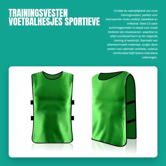 Set di allenamento 12 pezzi - Magliette da calcio/scrimmage - Maglietta da allenamento per squadre - Magliette da basket/pallavolo - Dimensioni 32x23x10 cm - Adatto per bambini/ragazzi/adulti - Magliette da allenamento
