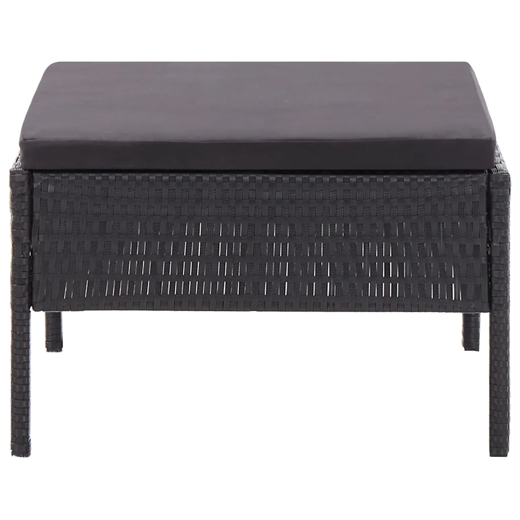 Set Divani da Giardino 3 pz con Cuscini in Polyrattan Nero 48961