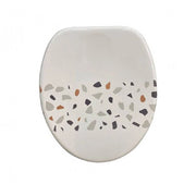 Trade Shop - Copriwater Mdf Universale Stampa Fronte Retro Graniglia Bianco Multicolore 59124 -        3,5
