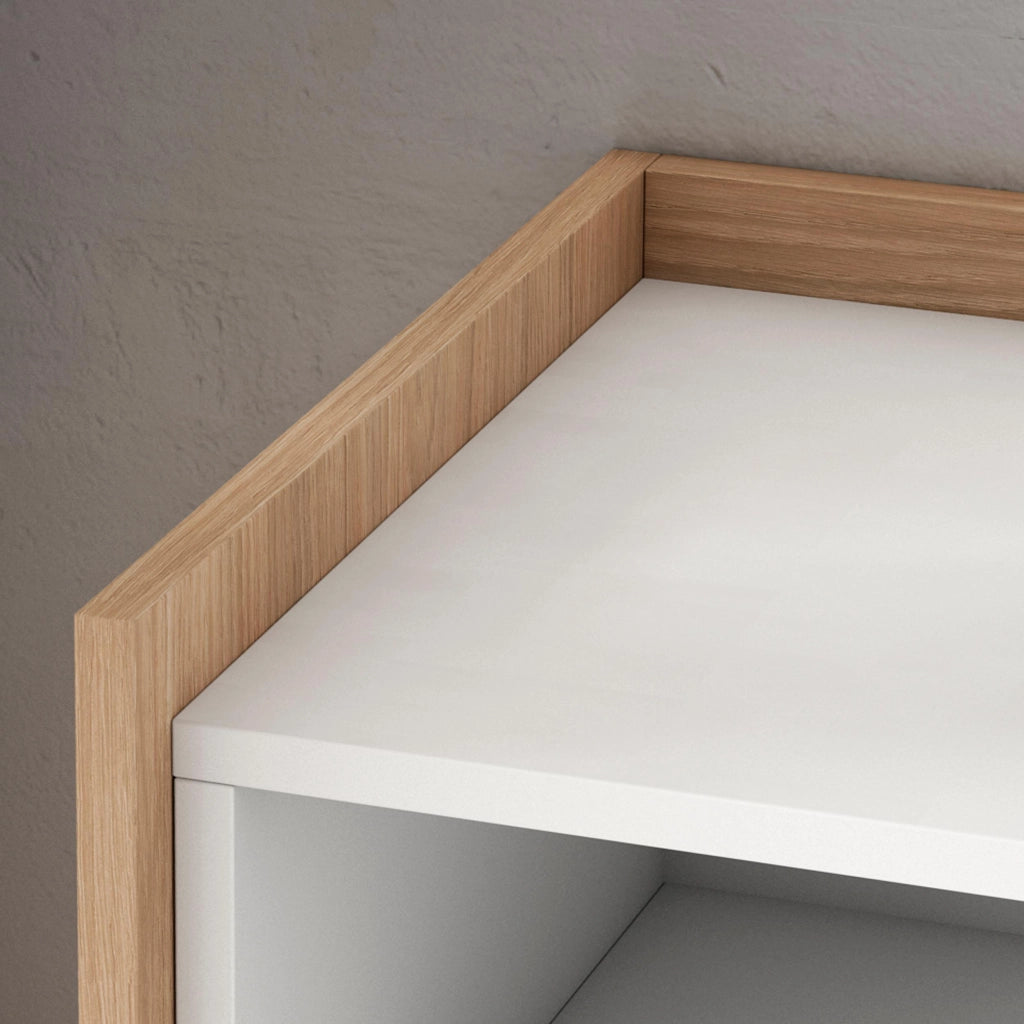 Credenza, Mobile, Cucina, 156x80x37 cm, 3 Porte, grande stoccaggio, Bianco e Rovere soft