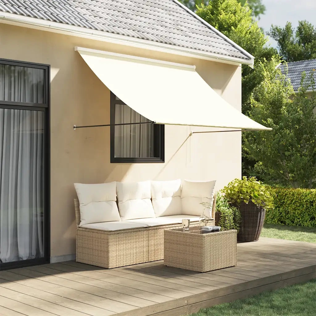 Tenda da Sole Retrattile-Tenda parasole per Patio Crema 250x150 cm in Tessuto e Acciaio