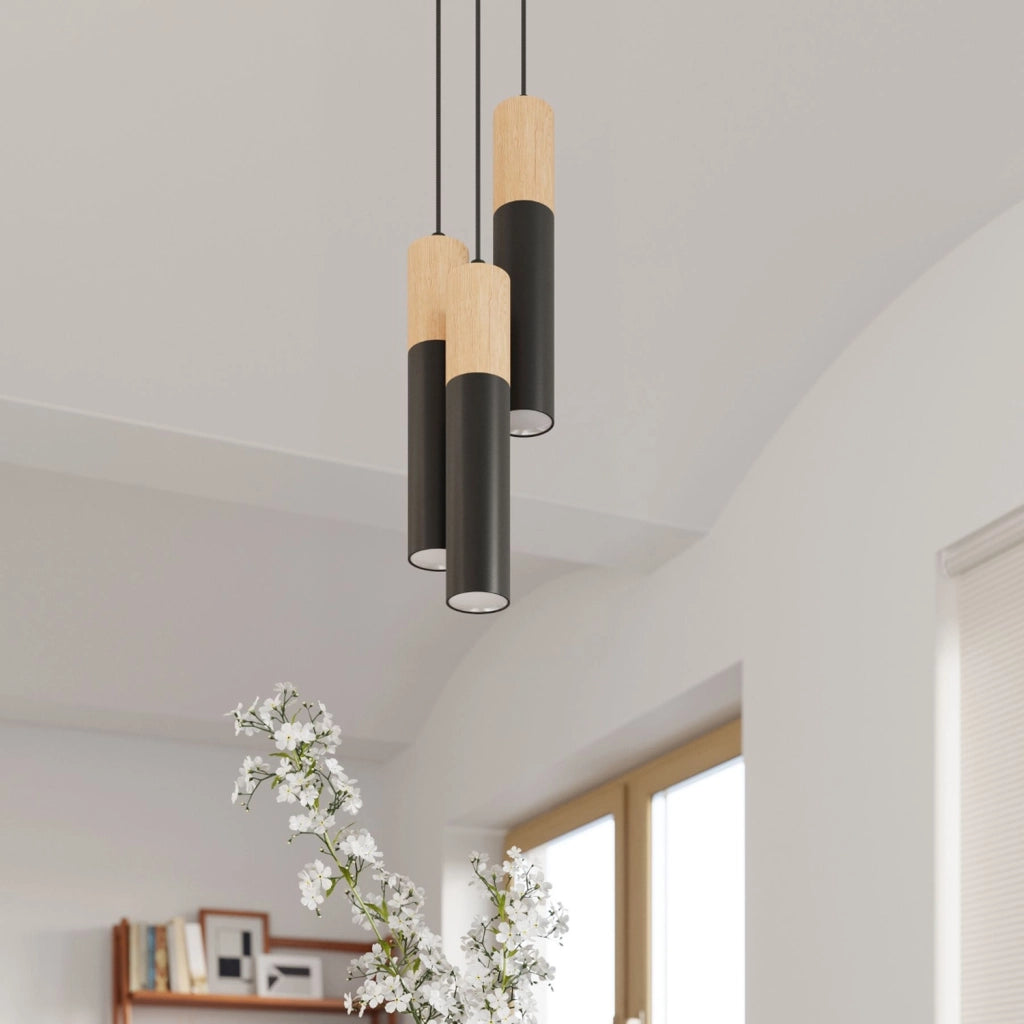 Lampada a sospensione MARCOS Pure Lume nera legno GU10