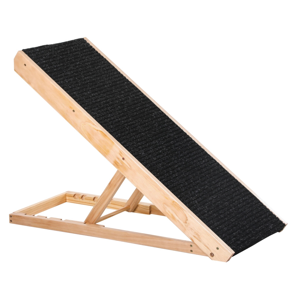 Rampa per animali pieghevole e regolabile in altezza con superficie antiscivolo in legno di pino nero 90 × 40 × 61 cm
