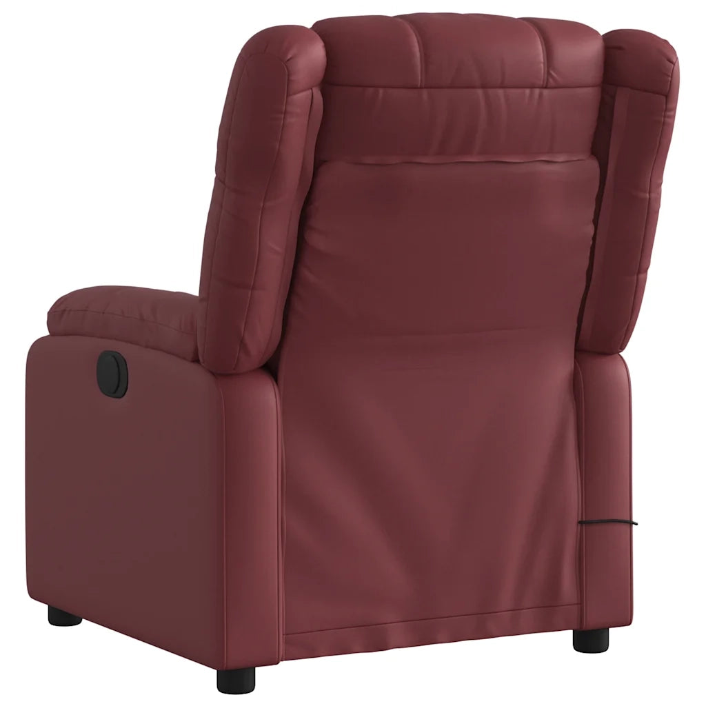 Poltrona Massaggiante Reclinabile Rosso Vino in Similpelle 3205147