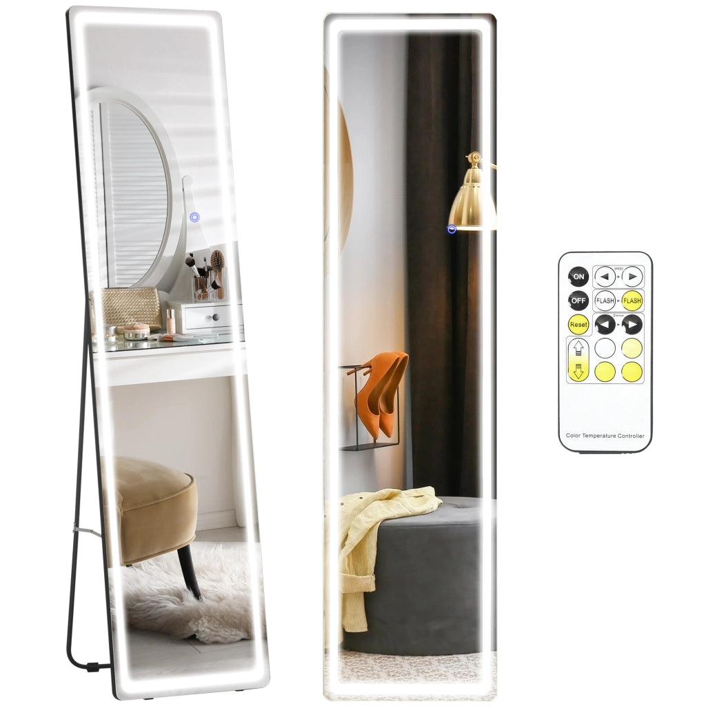 Specchio da parete o da terra con luce regolabile e telecomando ¨C zephmum ¨C Argento 40x37x157.5 cm