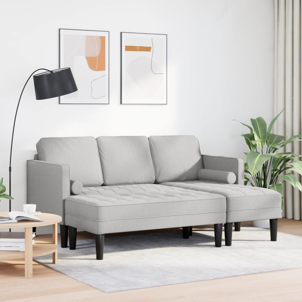Set di divani a 2 pezzi con cuscini in tessuto grigio nuvola