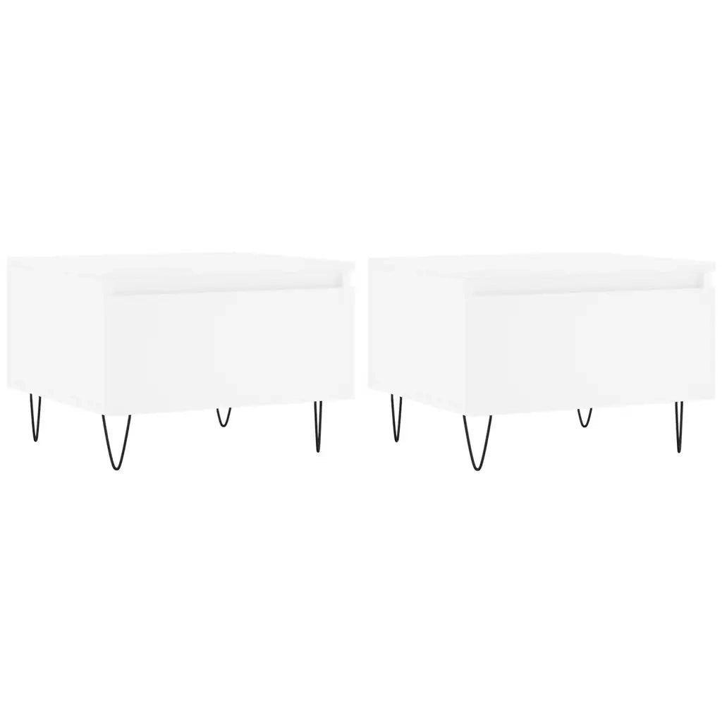 Tavolini da Salotto 2pz Bianchi 50x46x35cm in Legno Multistrato 830861