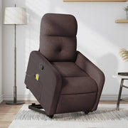 Divano Sedia-Poltrona Alzapersona Massaggi Reclinabile Marrone Scuro Tessuto 824479