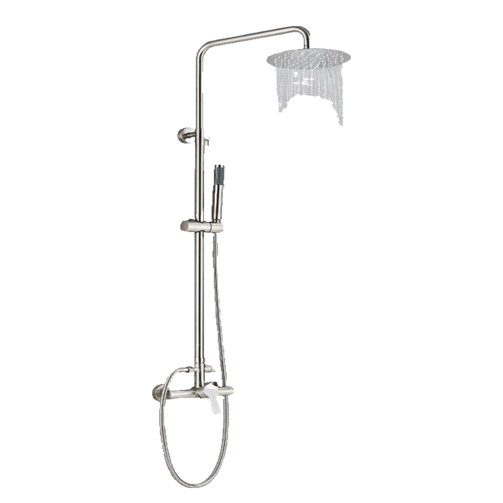 JANA | Set pioggia premium in acciaio inox spazzolato | Miscelatore doccia di design | Miscelatore doccia completo di doccetta