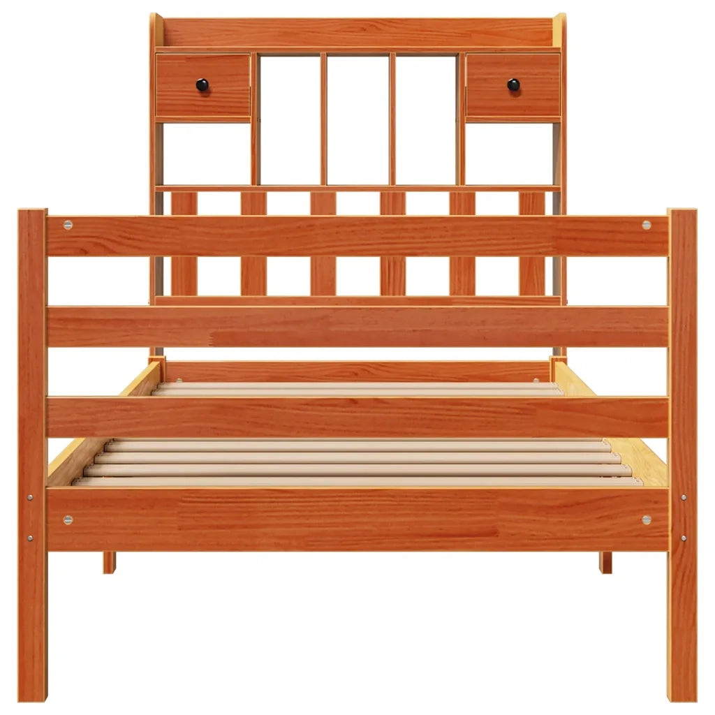 Letto Libreria senza Materasso Marrone Cera 75x190 cm in Pino 3321948