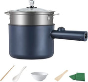 Mini Piastra Elettrica per Cottura Rapida 1,8L - Padella Portatile Antiaderente con Coperchio e Accessori