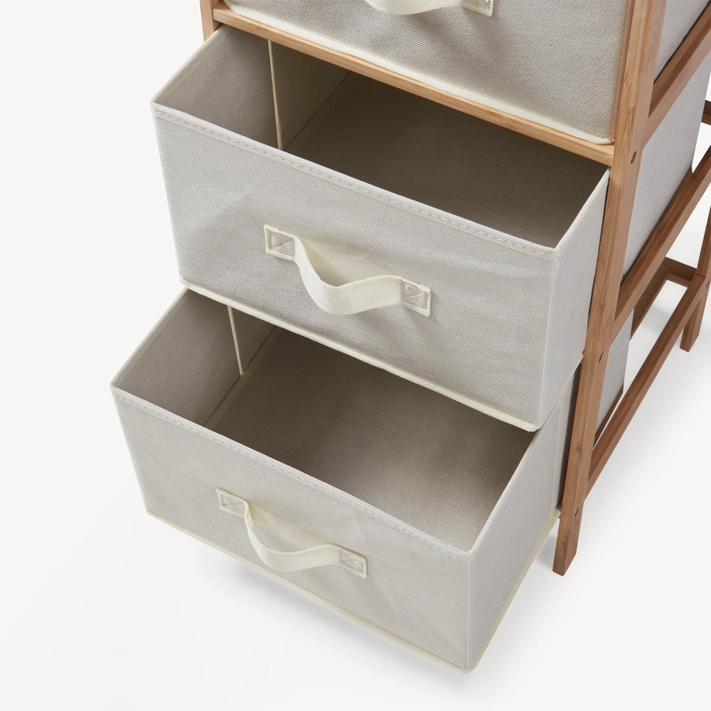 Cassettiera Maldon Comò Organizzatore con 3 Cassetti 79 x 37 x 35 cm - Naturale / Beige [en.casa]