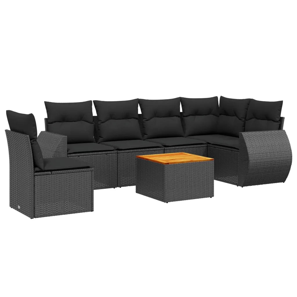 Set Divani da Giardino con Cuscini 7pz Nero Polyrattan 3257357