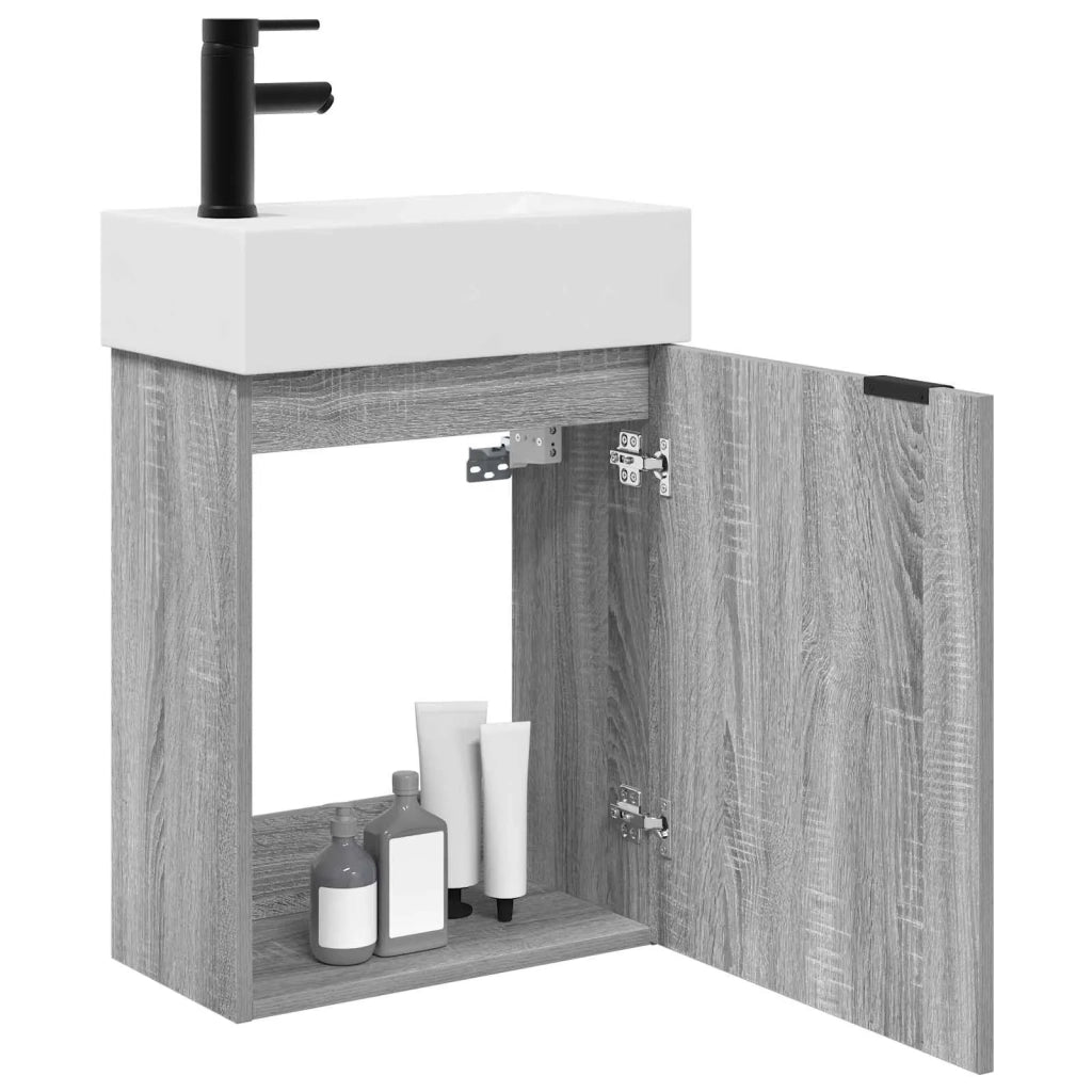 Mobile bagno con rubinetto Sonoma grigio 45,5 x 22,5 x 84 cm