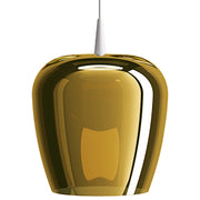 Zafferano Lampada a sospensione Bilia 230V LED 8W in vetro borosilicato soffiato finitura Bianco e Oro antico diametro 27 cm altezza totale 333 cm