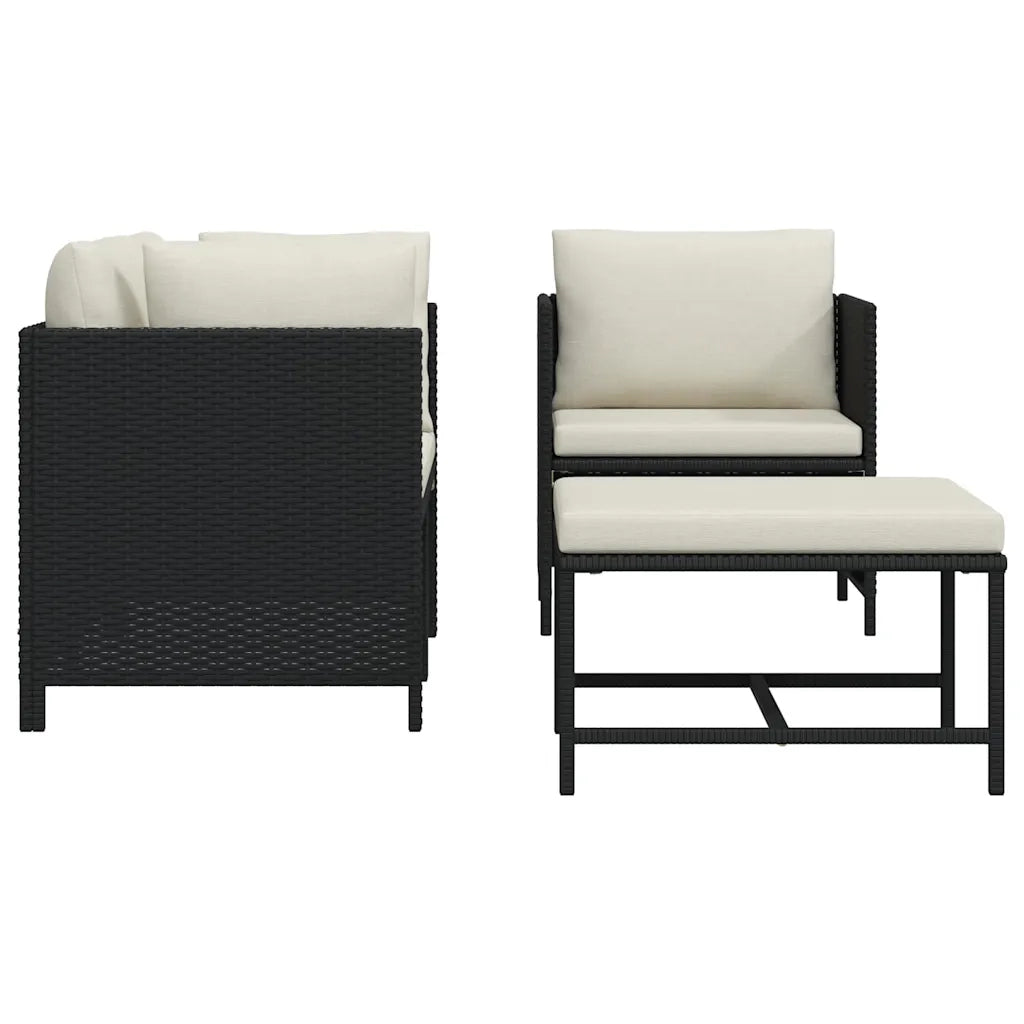 Salotto da Giardino-Set Divani da Giardino4 pz con Cuscini in Polyrattan Nero 519733