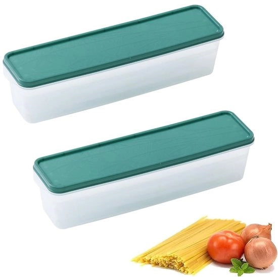 Contenitori di conservazione alimentare 2 pezzi - Conservazione spaghetti - Contenitori di conservazione con coperchio - Scatole di conservazione muesli - Transparenti/ Sistema a pile - Risparmio di spazio - Scatola di conservazione