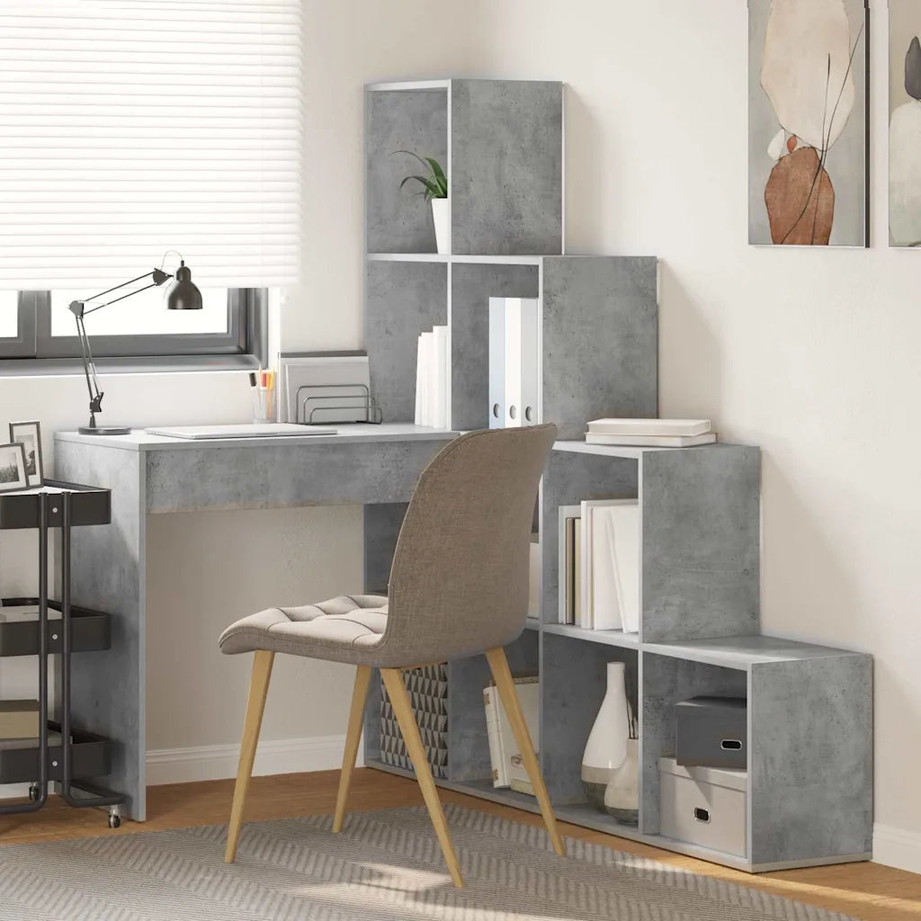vidaXL Scrivania ad angolo Grigio cemento 101,5 x 149,5 x 149,5 cm