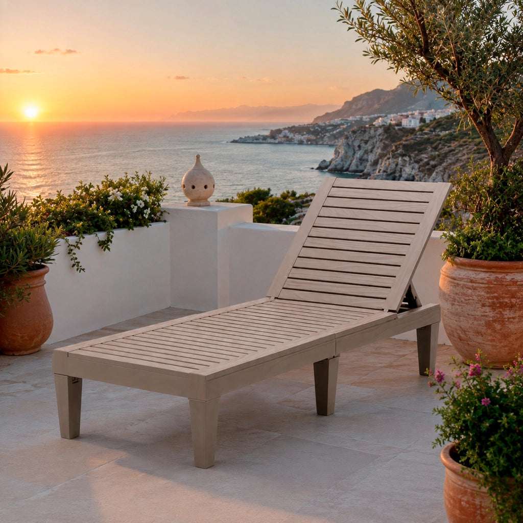 Lettino Relax Da Esterno Con Schienale Regolabile 5 Posizioni In Polipropilene Effetto Legno Per Piscina Spa Giardino E Patio 190 x 57.5 x 29 Cm Marrone