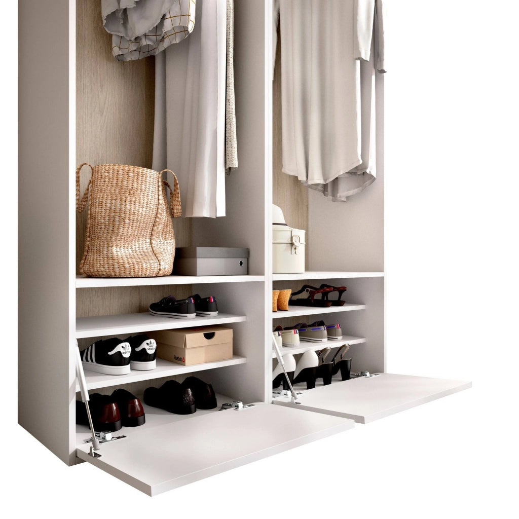 Guardaroba grande Pewa, Mobile camera da letto, Cabina armadio portabiti, Armadio appendiabiti, 120x45 h205 cm, Bianco e Rovere