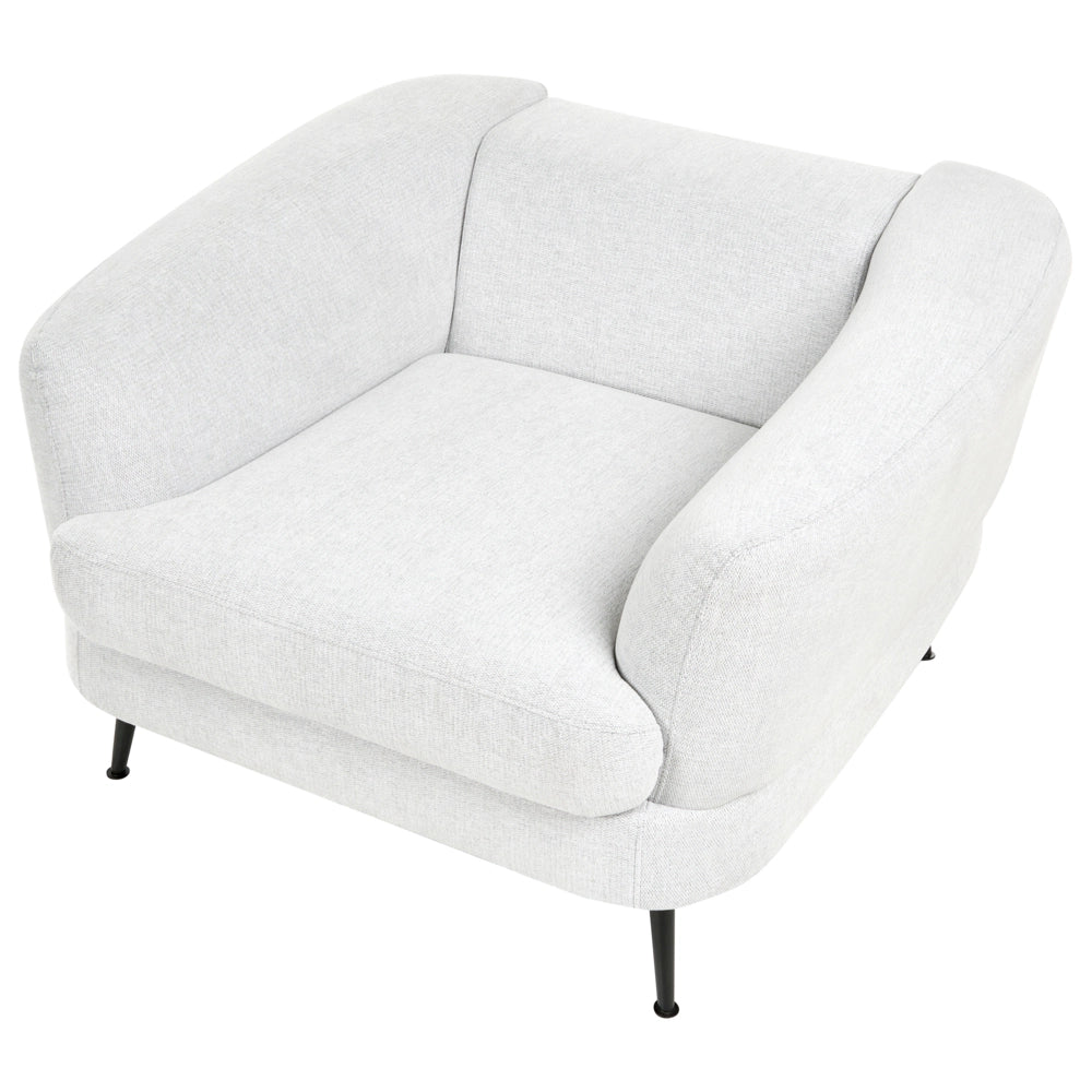 Poltrona Rivestimento in ciniglia con braccioli Gambe in ferro Soggiorno bianco sporco stile moderno